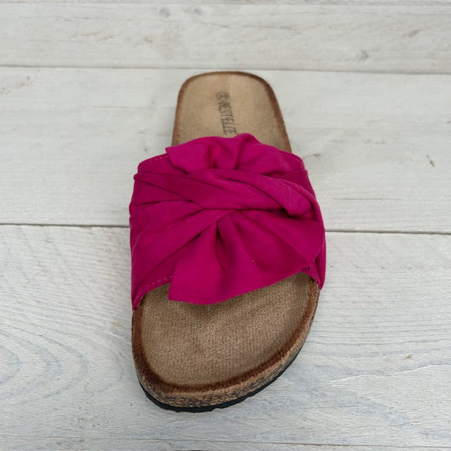 Slippers met strik fuchsia