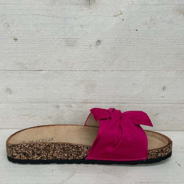 Slippers met strik fuchsia