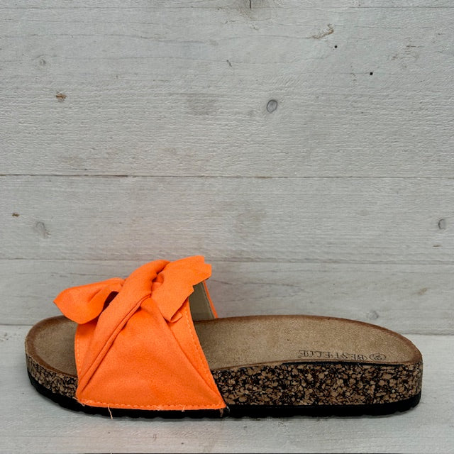 Slippers met strik oranje