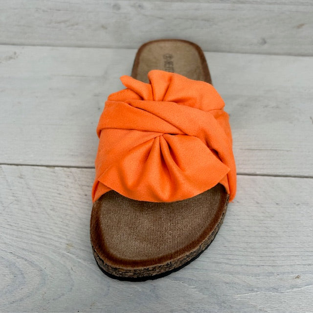 Slippers met strik oranje