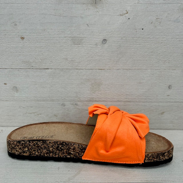 Slippers met strik oranje