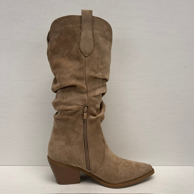 Gave suèdine cowboylaarzen met trendy design khaki