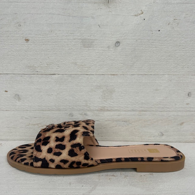 Slippers met suèdine afwerking panter