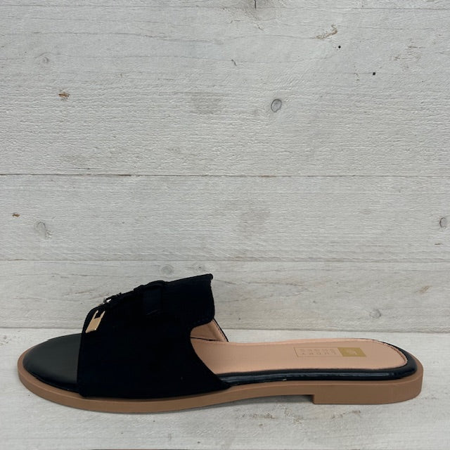 Slippers met suèdine afwerking zwart