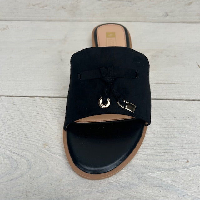Slippers met suèdine afwerking zwart