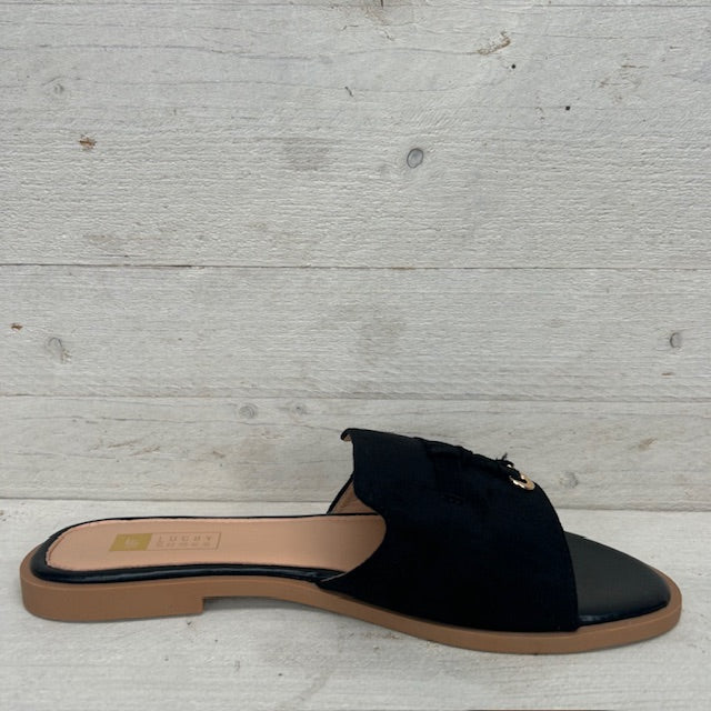 Slippers met suèdine afwerking zwart
