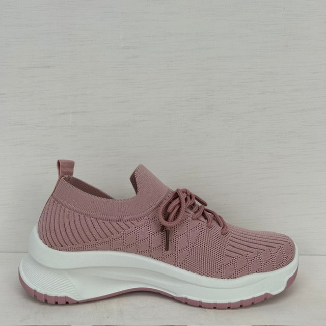 Geweldige instapsneakers met veters roze