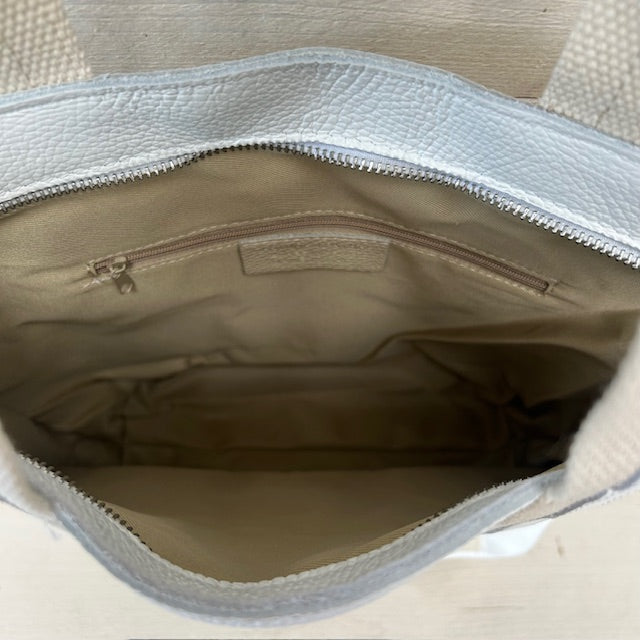 Real leather shopper met leuke band wit