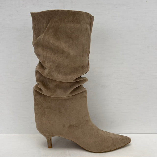 Trendy cowboylaarzen met naaldhakje khaki