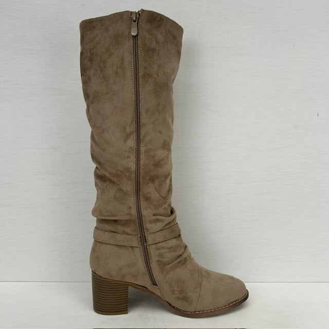 Suèdine cowboylaarzen met gespje khaki