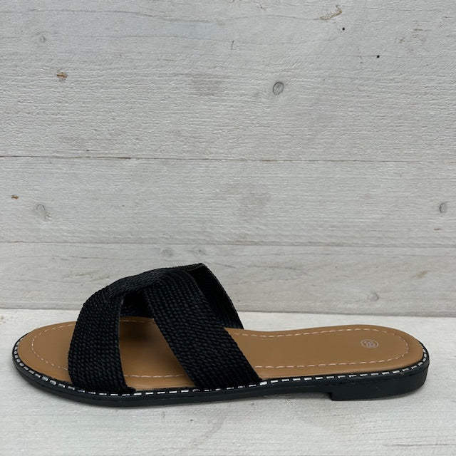 Slippers met leuk bandje zwart