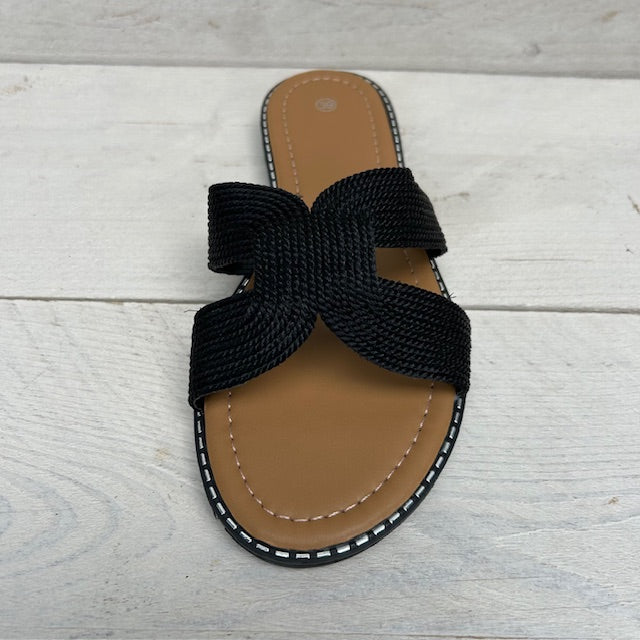 Slippers met leuk bandje zwart