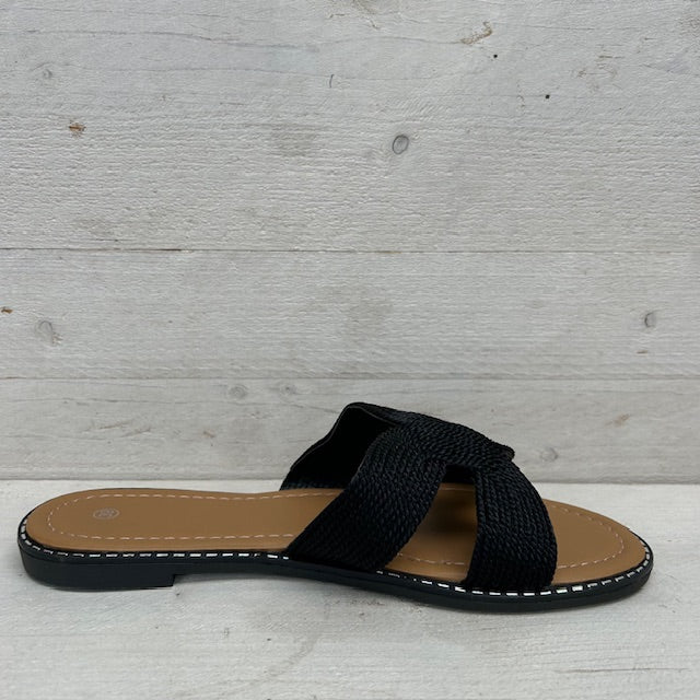 Slippers met leuk bandje zwart