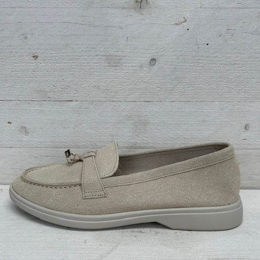Suèdine espadrilles met leuke afwerking khaki