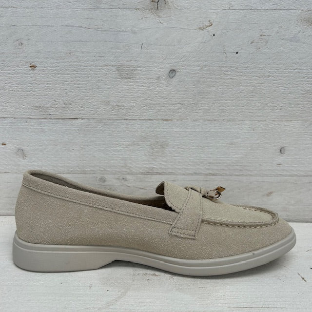Suèdine espadrilles met leuke afwerking khaki