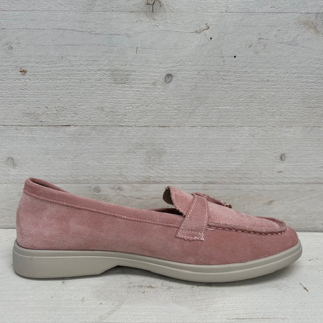 Suèdine espadrilles met leuke afwerking roze