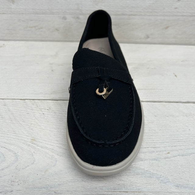 Suèdine espadrilles met leuke afwerking zwart