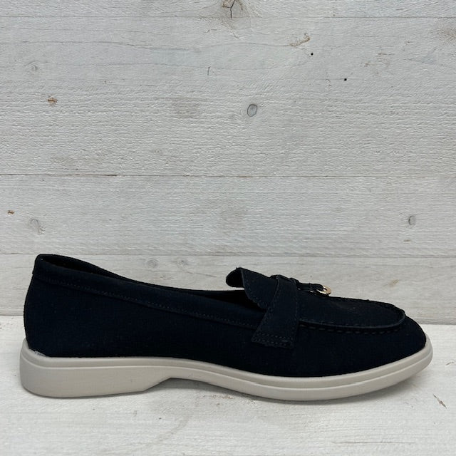Suèdine espadrilles met leuke afwerking zwart