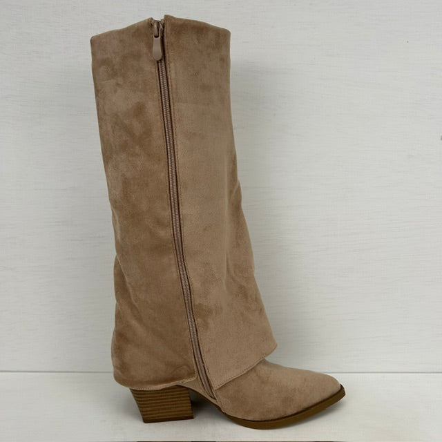 Trendy cowboylaarzen met flap en franjes khaki
