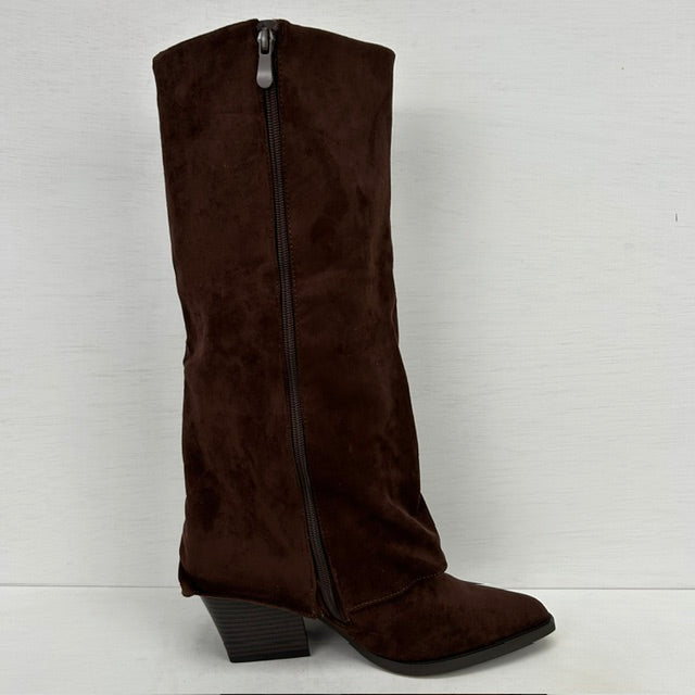 Trendy cowboylaarzen met flap en franjes bruin