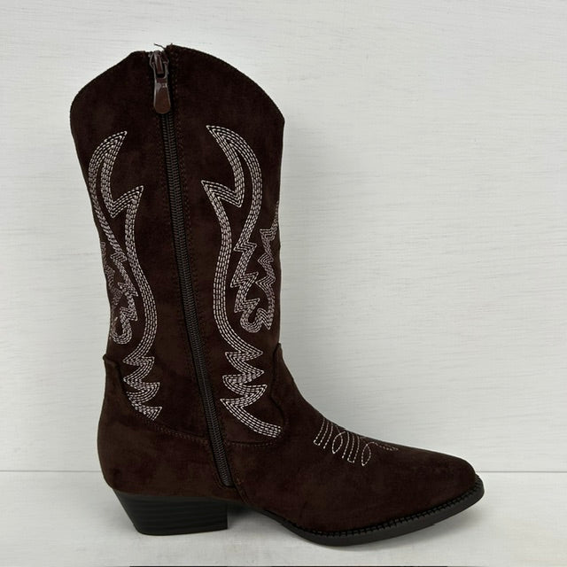 Suèdine cowboylaarzen met franjes en gaaf design bruin