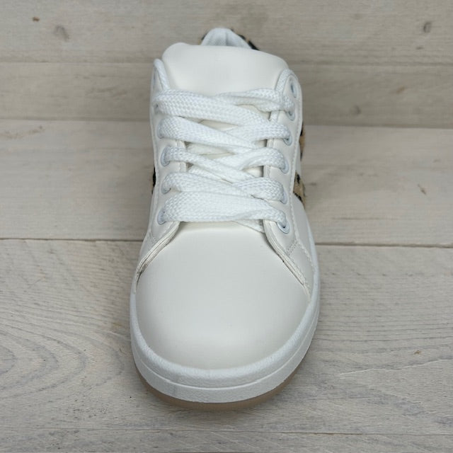 Lage sneakers met panter detail wit