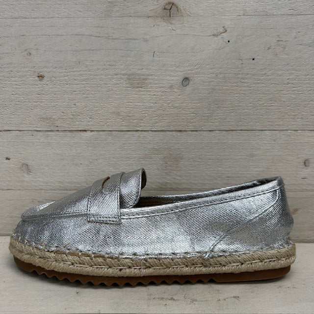 Espadrilles met gevlochten zool zilver