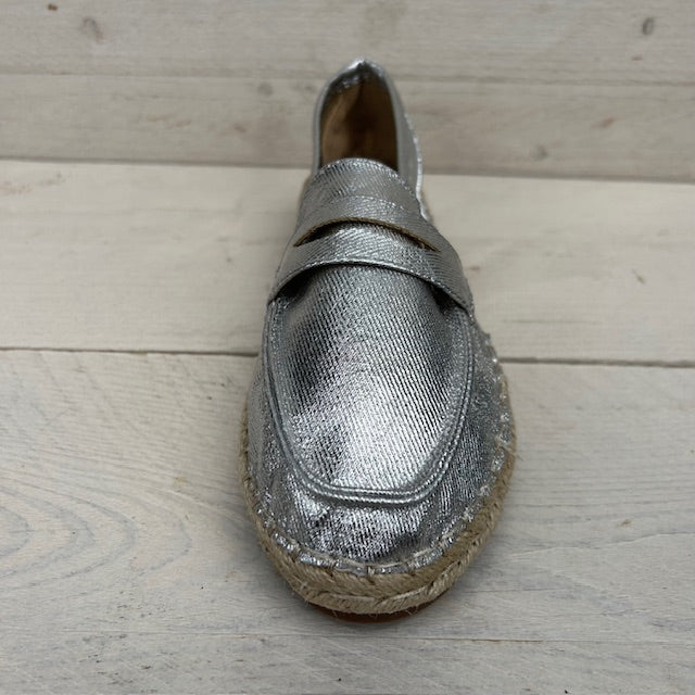 Espadrilles met gevlochten zool zilver