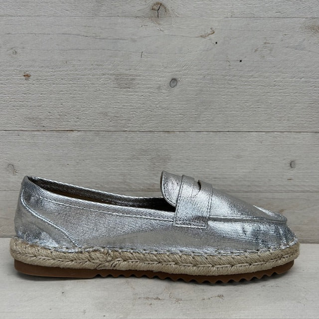 Espadrilles met gevlochten zool zilver