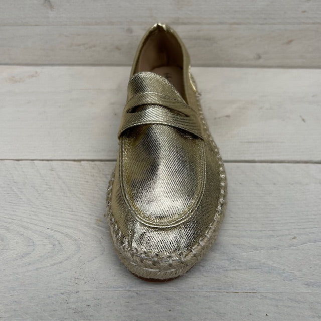Espadrilles met gevlochten zool goud