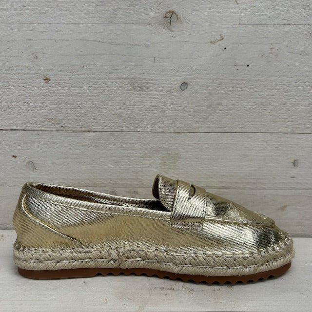Espadrilles met gevlochten zool goud