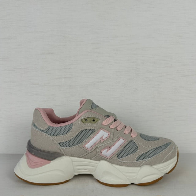 Trendy sneakers met sportieve look roze grijs