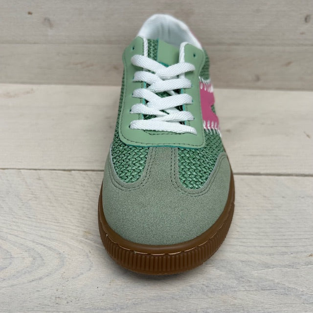 Retro sneakers met leuk stiksel groen
