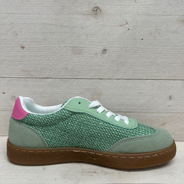 Retro sneakers met leuk stiksel groen