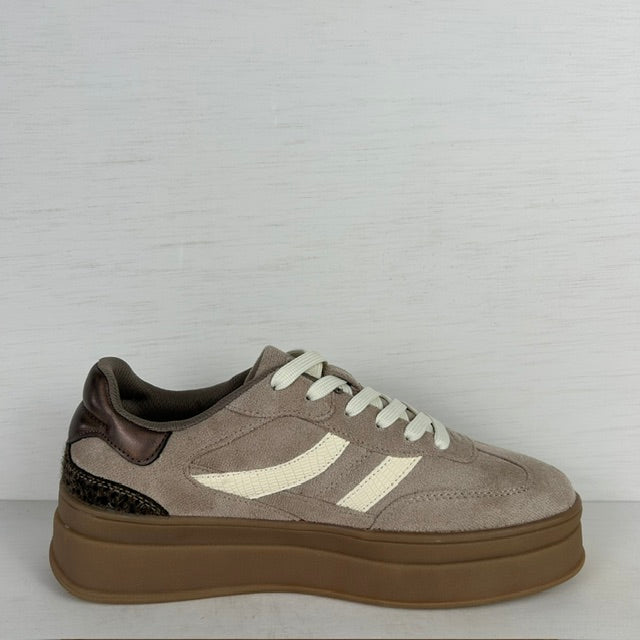 Posh by Poelman retro sneakers taupe