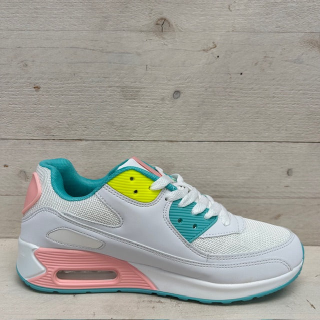 Air sneakers wit groen roze