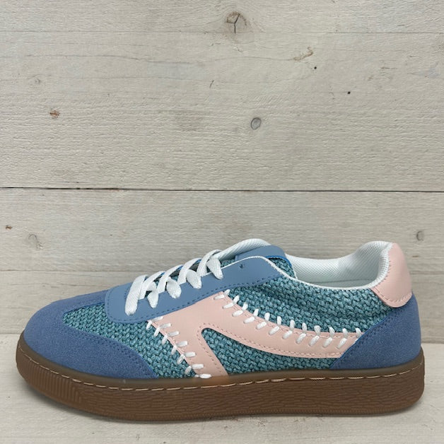 Retro sneakers met leuk stiksel blauw