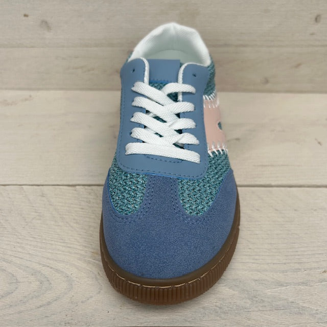 Retro sneakers met leuk stiksel blauw