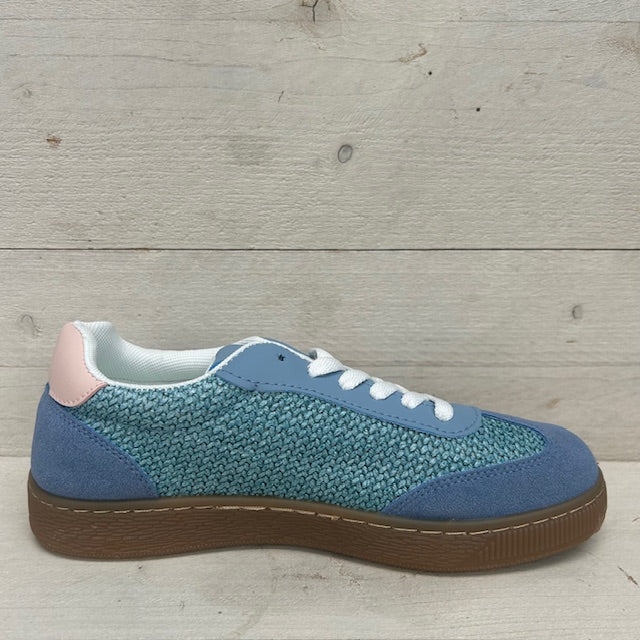 Retro sneakers met leuk stiksel blauw