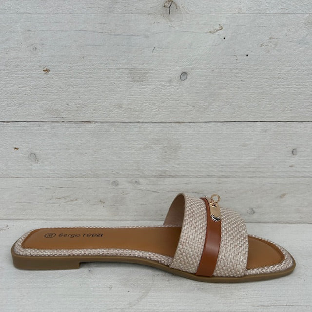 Slippers met gevlochten motief khaki