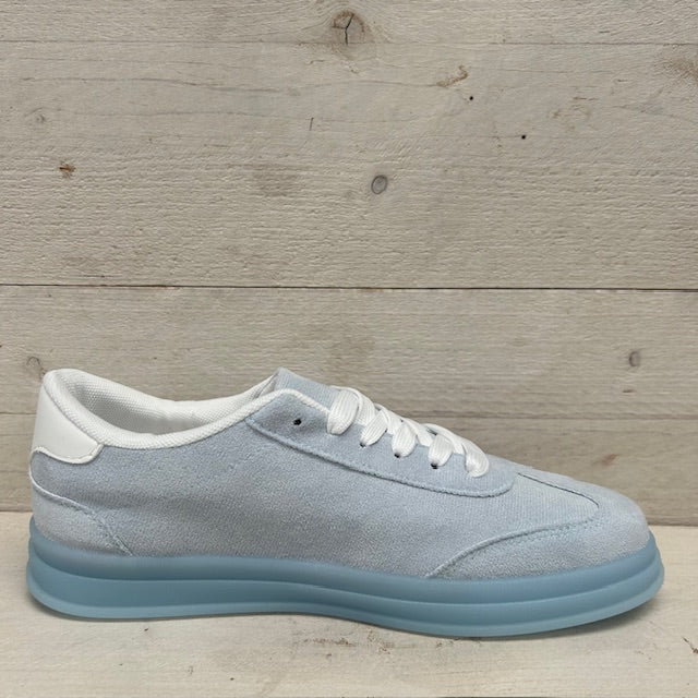 Retro sneakers met gekleurde zool blauw