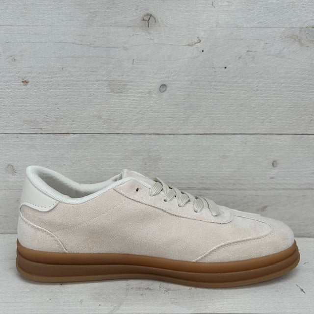 Retro sneakers met gekleurde zool beige
