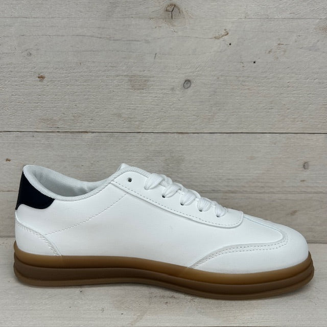 Retro sneakers met gekleurde zool wit