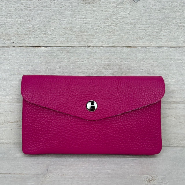 Real leather portemonnee fuchsia