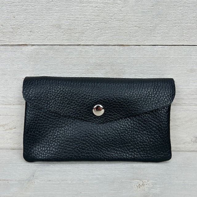 Real leather portemonnee zwart