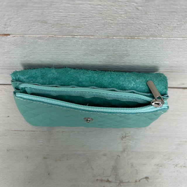 Real leather gevlochten portemonnee groen