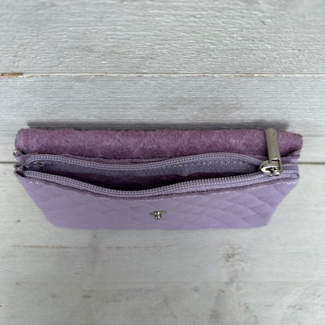 Real leather gevlochten portemonnee lila