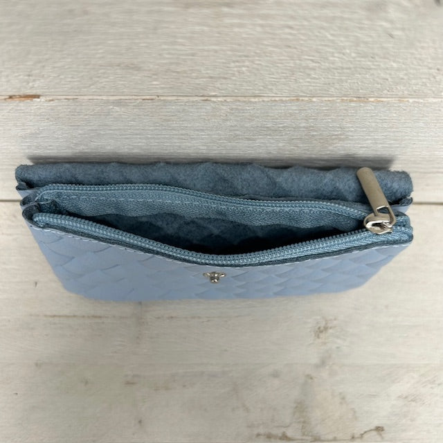Real leather gevlochten portemonnee blauw