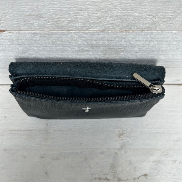 Real leather portemonnee zwart