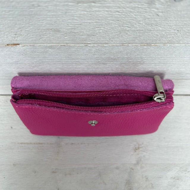 Real leather portemonnee fuchsia